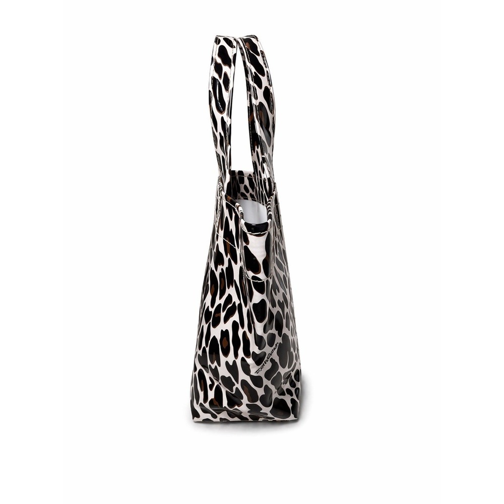 Consuela Wedge Mini Leopard Tote Bag Coated Canvas Top Handle Small Shopper Bag - Picture 4 of 8